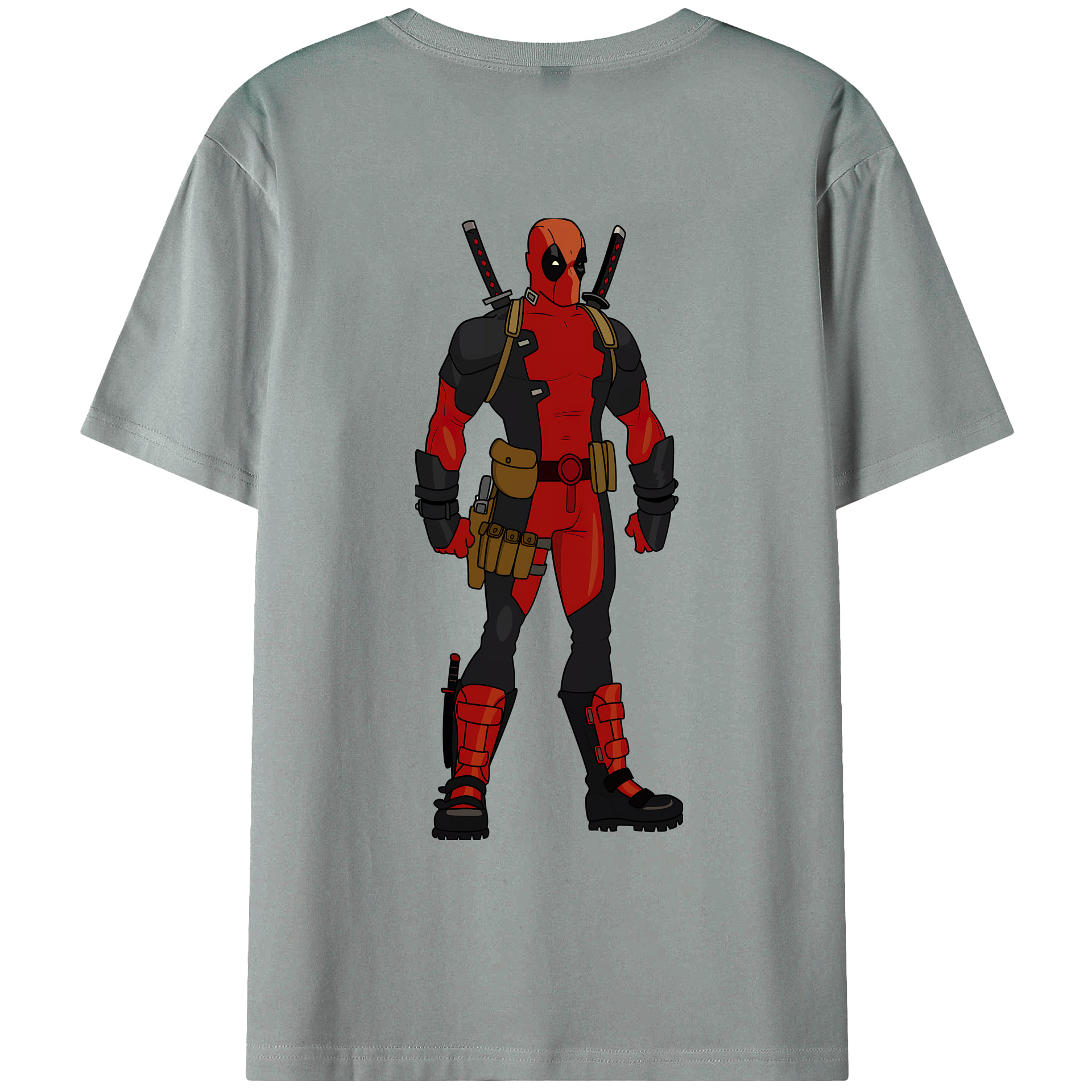 （画像用） Deadpool デッドプール 綿100％ メンズ半袖Tシャツ（バックプリント） 通気性